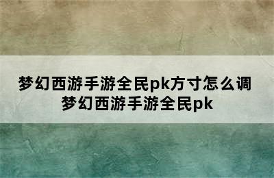 梦幻西游手游全民pk方寸怎么调 梦幻西游手游全民pk